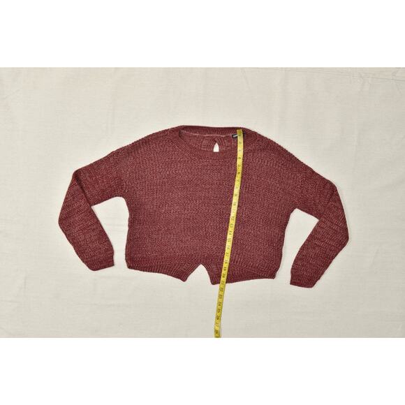 Express Women's Size XS Split Hem Crewneck Pullover Sweater Maroon Red - Picture 3 of 8